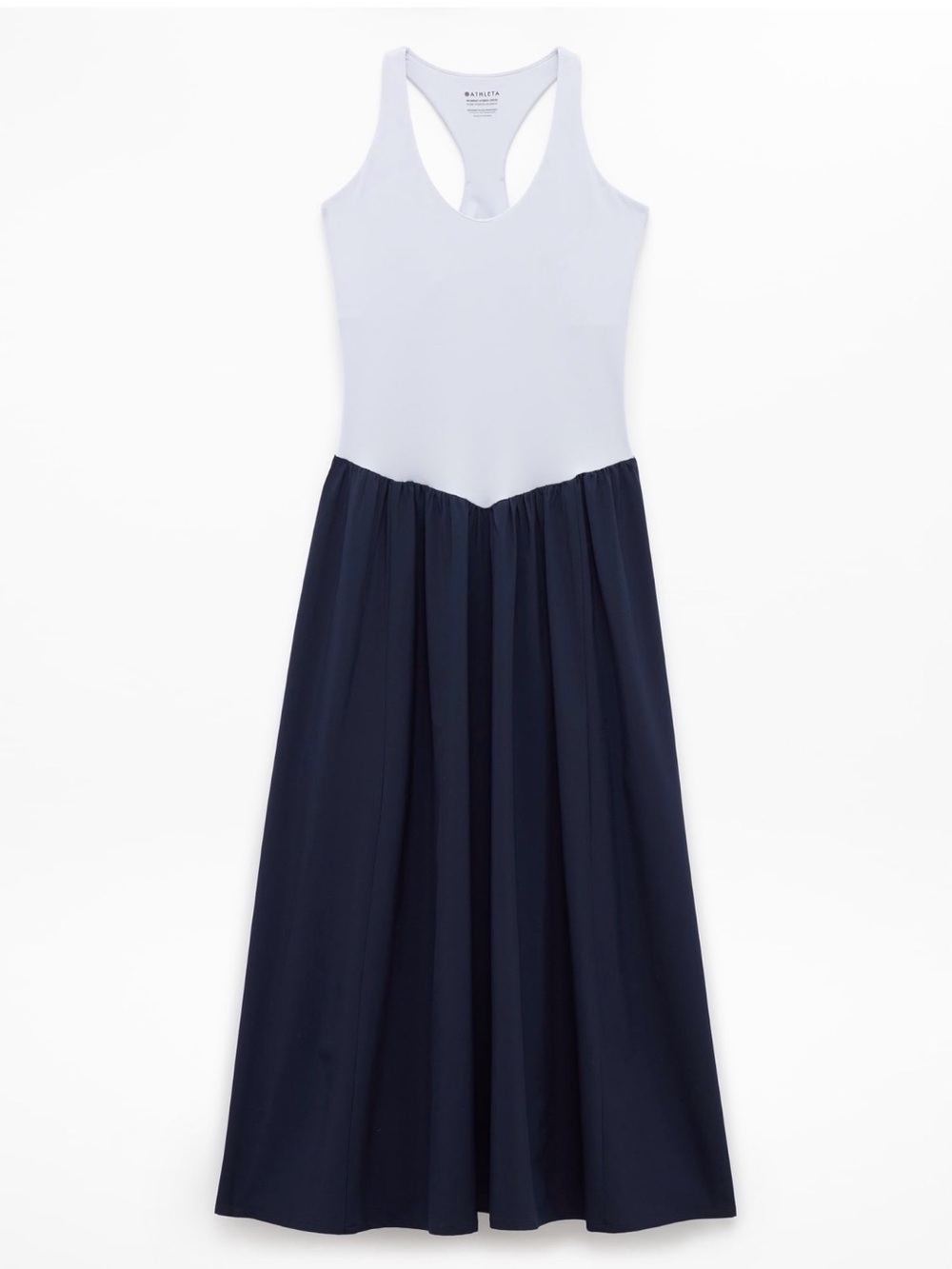 Athleta Two-Tone White and Navy Midi Dress